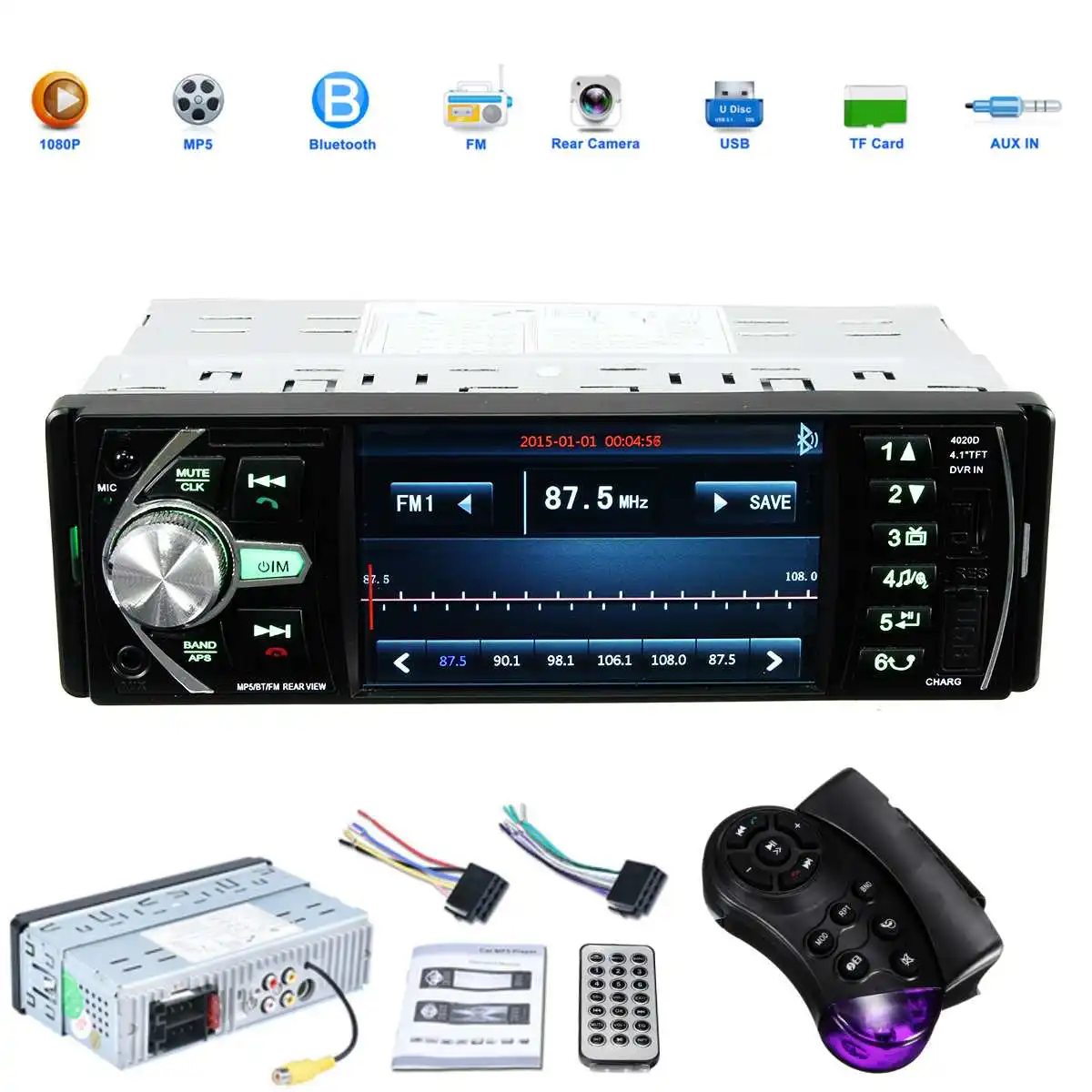 

4.1 Inch HD bluetooth In Dash Car Stereo Audio MP5 MP3 Player USB AUX FM AM Radio Universal 2 din Car Multimedia Player
