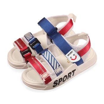 

Bekamille Children Sandals Summer Girls Shoes Fashion Colored Stripe Flat Beach Sandals Kids Shoes for Girls Sport Shoes
