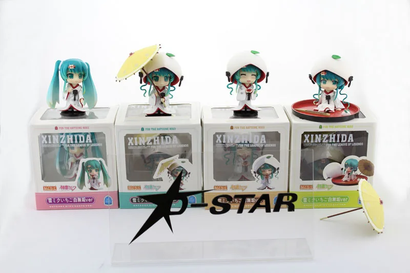 4 шт. милые Vocaloid Аниме Мику Снег в кимоно Shiromuku ver. Штучной упаковке 10 см ПВХ фигурку