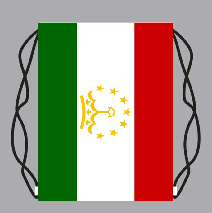 

Drawstring Backpack Bag with Tajikistan Flag Small Backpack Printing Customized Logo