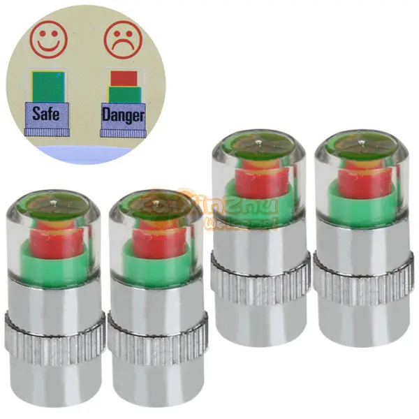 

2sets! 4 x 2.4 Bar Car Tyre Tire Air Pressure Monitoring System Warning Indicator Tire Valve Stem Caps for Auto Vehicle Truck