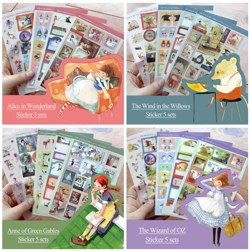 South Korea Stationery Indigo Fairy Tale Theme Alice Hand Book Diary Label Notes Page 5 Kl Diary Page Labels Laserlabel Patch Aliexpress