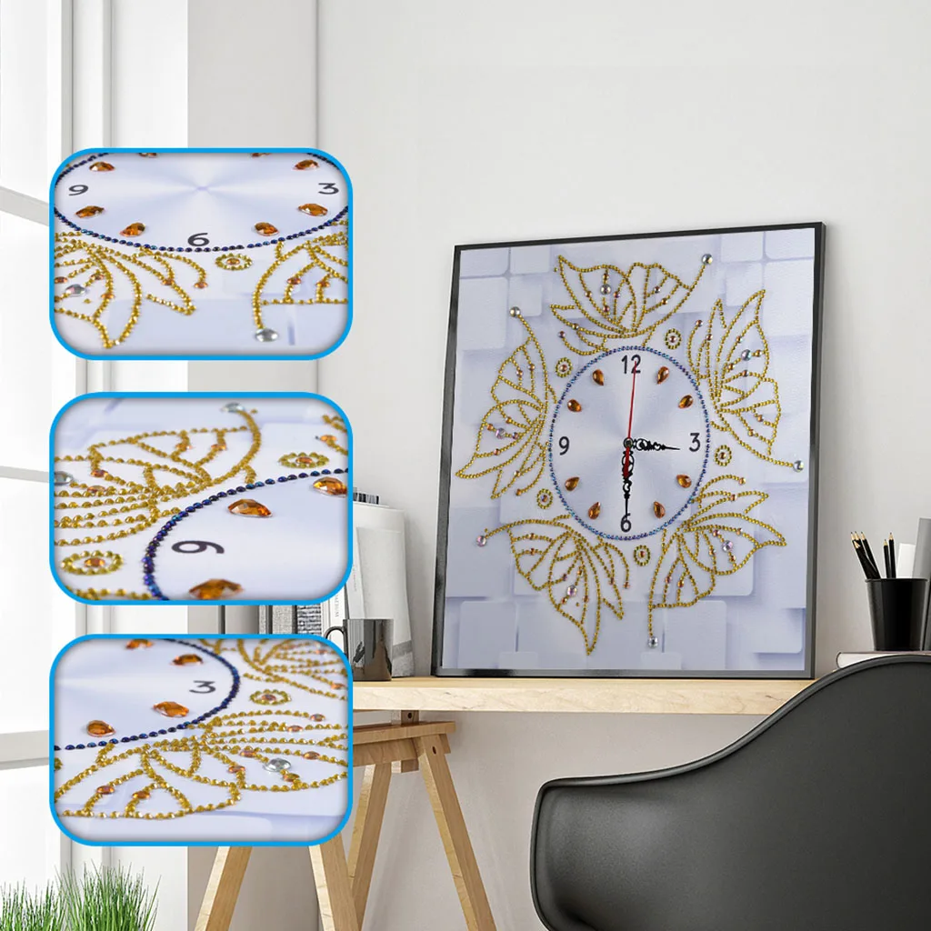 2019 New Wall Clock Quartz Watch 5D Special Shaped Diamond Butterfly Embroidery Decorative Clocks Cross Stitch Living Room Clok | Дом и сад