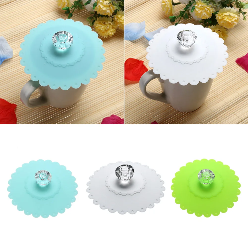 1 pcs Cup Lid Cover Lace Silicone Diamond Cup Lid Thermal Insulation