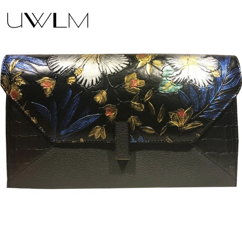 

Hand Bag Elegant clutches for Women Embossed Flowers Bags Handbags Women Famous Brands Envelope Printing Messenger Clutch Purse
