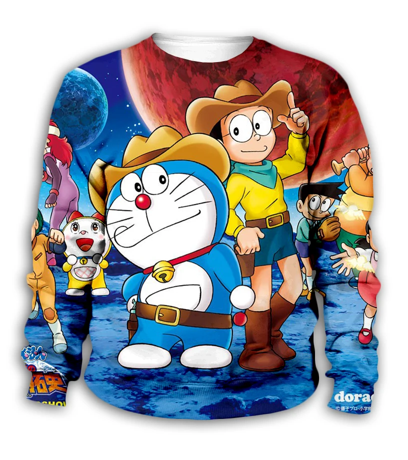 Толстовка с капюшоном kawaii Doraemon Nobita Nobi 3D galaxy японским рисунком для маленьких