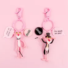 Girl Keychain Vinyl Doll Key Chain Gift For Women Pink Panther Cartoon Keychain Creative Birthday Key Chain Cute Key Ring wholesale real black blue grey pink python leather key chain customize keychain gift men women xmas family birthday couple gifts