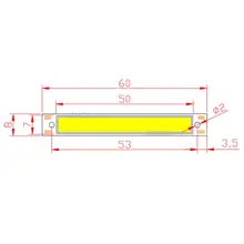 10 шт./лот 3 в 7 В постоянного тока 60x8 мм Светодиодная лента COB 1 Вт мА