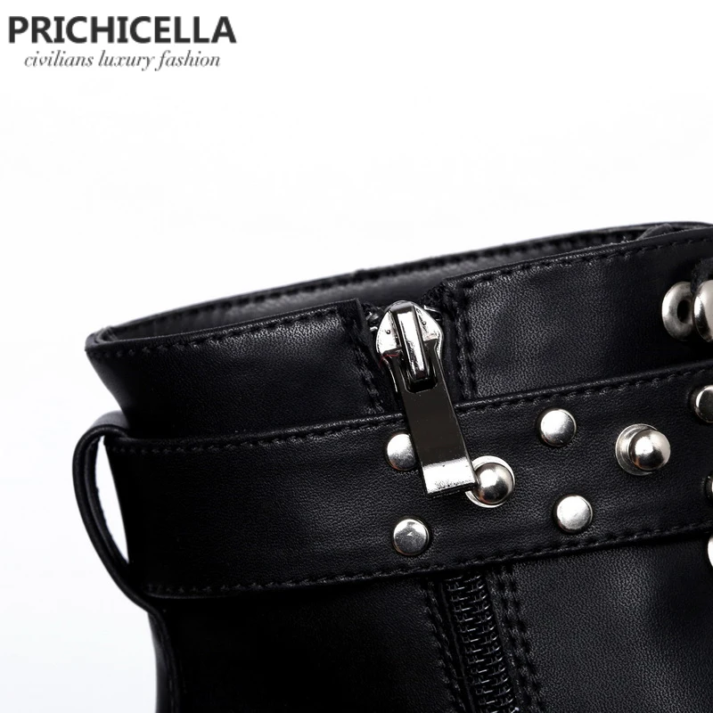 PRICHICELLA qualidade preto flats de couro genuíno