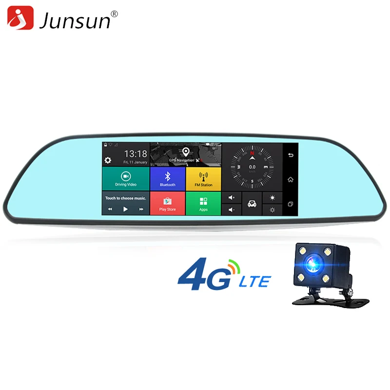 Junsun A600 Pro 4G Car DVR Camera GPS Mirror 7" Android 5.1 Rear View