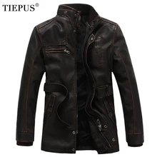 TIEPUS зимняя кожаная куртка мужская плюс бархатная теплая куртка из искусственной кожи мужская мотоциклетная кожаная куртка мужская куртка