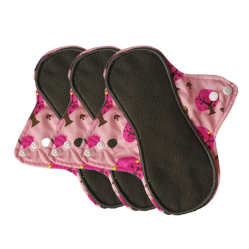 3 шт. моющийся бамбуковый уголь тканевые менструальные прокладки ночные женские гигиенические прокладки для трусов гигиенические салфетки