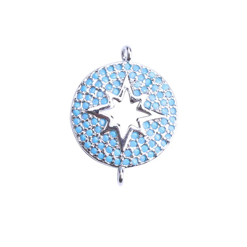 1 шт. 14*19 мм микро Pave CZ Циркон диск полые звезды Подвески-соединители для женщин diy браслет ожерелье кулон ювелирные изделия аксессуары