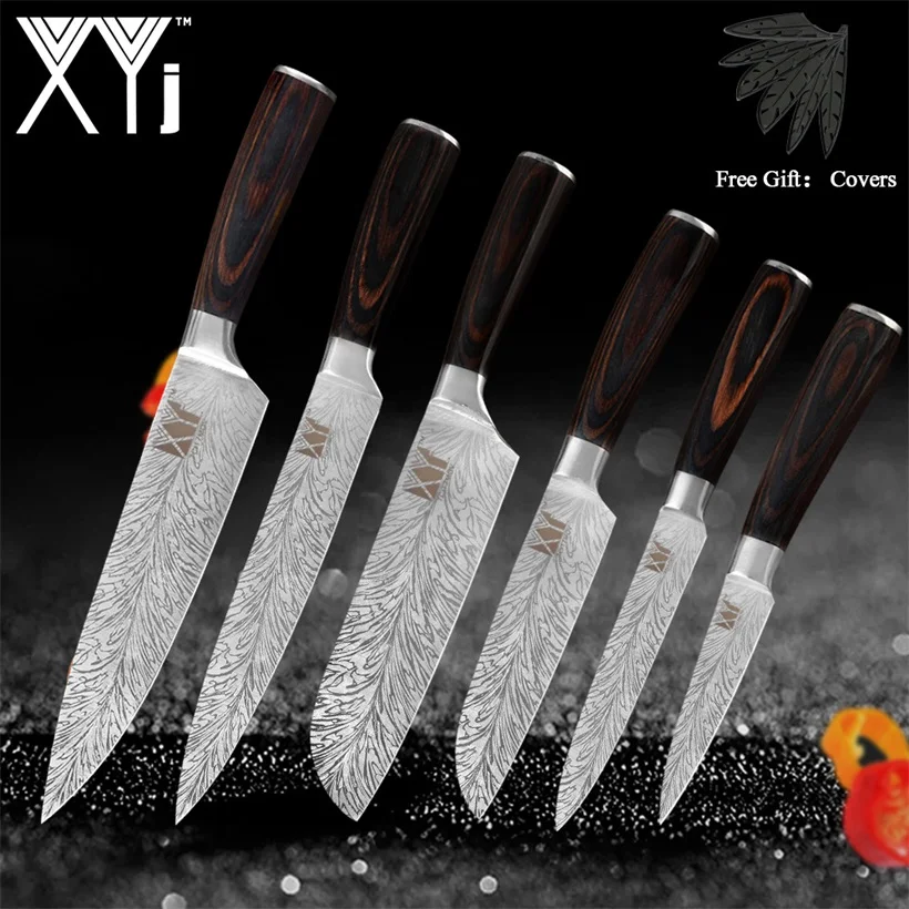 XYj набор кухонных ножей из нержавеющей стали набор ножей Бесплатный нож Чехлы оболочка кухонные принадлежности для инструментов Новое поступление - Цвет: 6 Pcs Knife Set