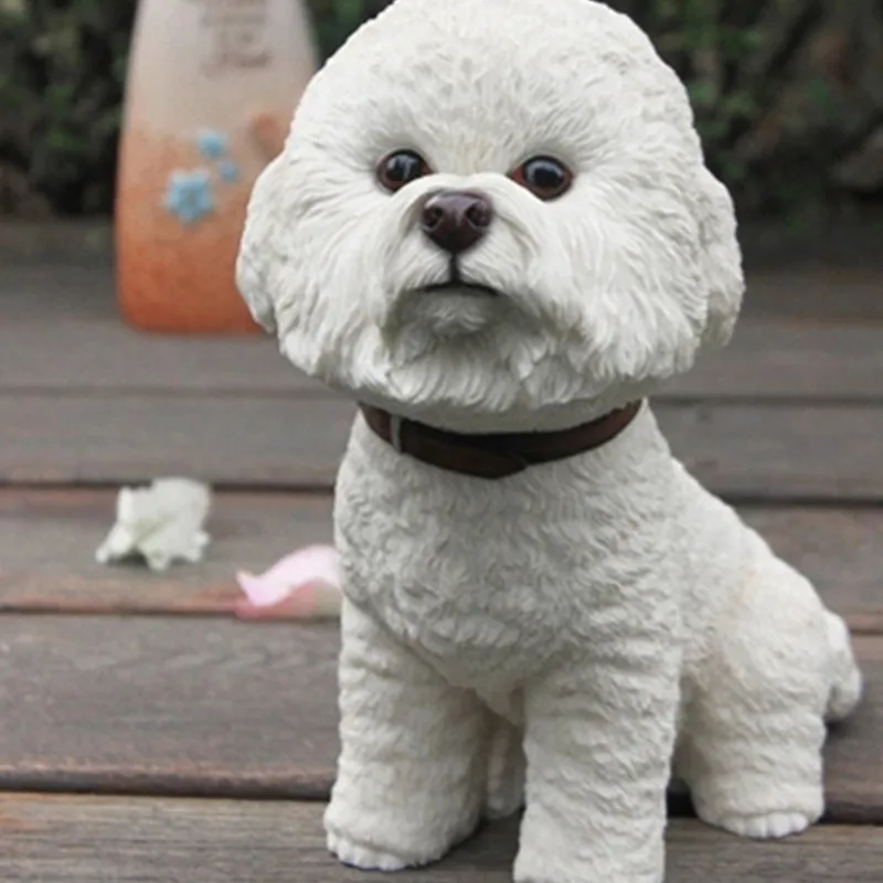 Фигурка милого щенка Bichon Frise имитация животного Оригинальная фигурка для