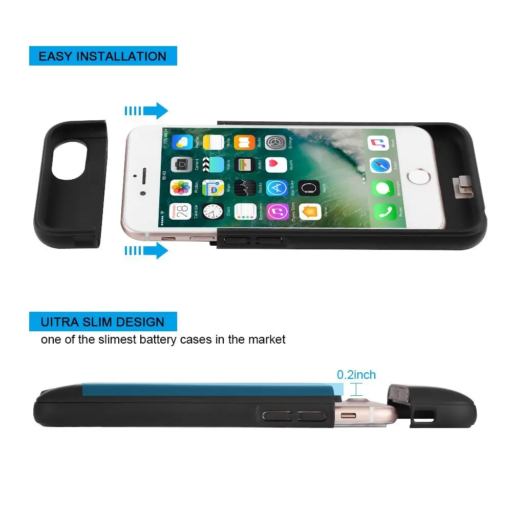 XLOT Case for iphone Battery Charger Case for iPhone Power Case Ultra Thin External Battery Backup Pack Charging Case for iphone Power bank charger case ultra Thin cover for iphone  (4)