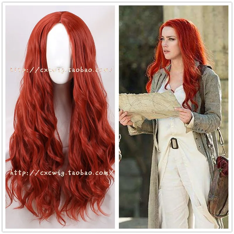 

Movie Aquaman Mera Cosplay Wig Women Mera Red Wavy Long Hair Wig Mera Costumes 75cm/29