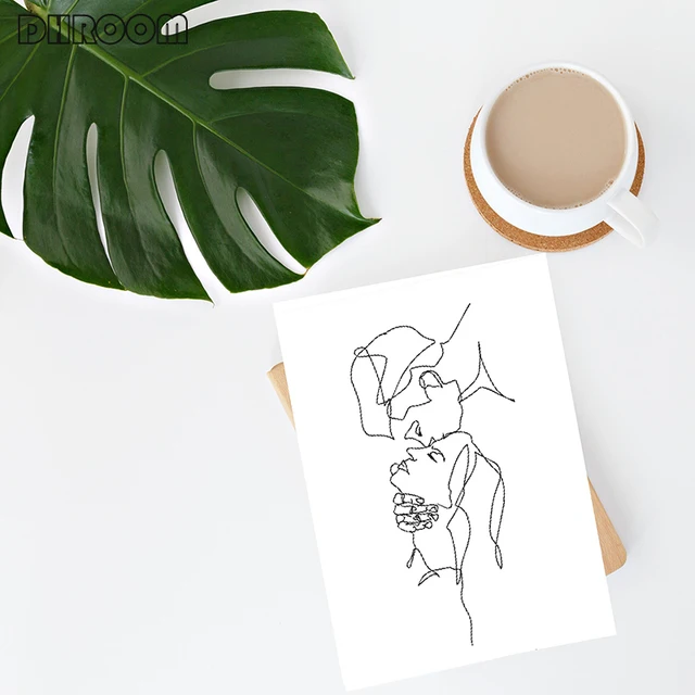 Minimalis Ciuman Dinding Seni Couple Poster Cetakan Satu Gambar Garis Lukisan Kanvas Cinta Definisi Dinding Kamar Tidur Poster Seni Painting Calligraphy Aliexpress