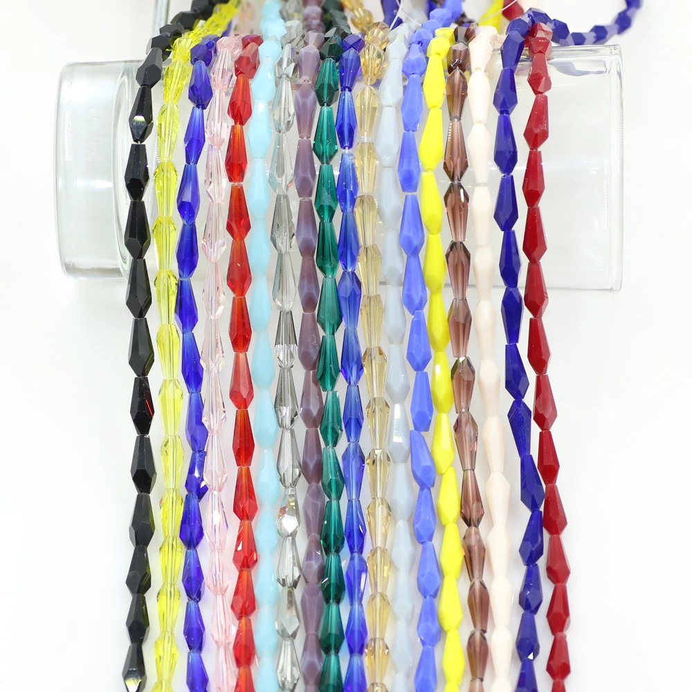 

ZHUBI 48pcs/lot Jewelry Necklace Making 6*14MM Wholesale Glass Czech Crystal Tower Beads Clear Wedding Decoration Lampwork Beads