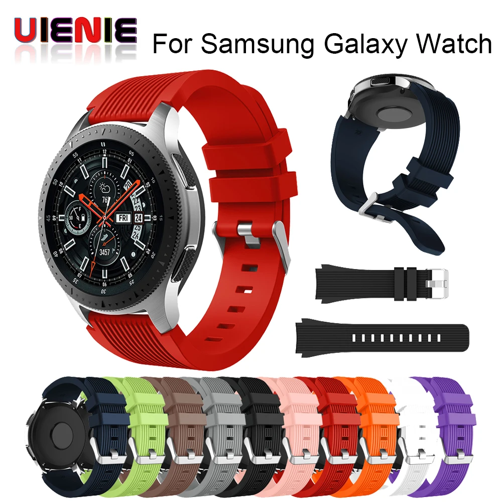 

22mm Silicone Watchband for Samsung Galaxy Watch 46mm Striped Replacement Bracelet Band Strap for SM-R800 SM-R180