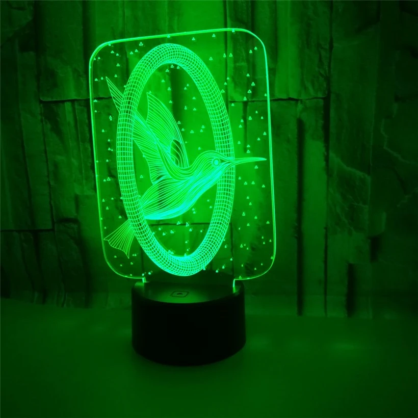 

Amazing Flying Bird 3D Illusion Night Light Acrylic USB Touch Remote 7 Color Flashing LED Lamp Bedroom Home Decration Kid Gift