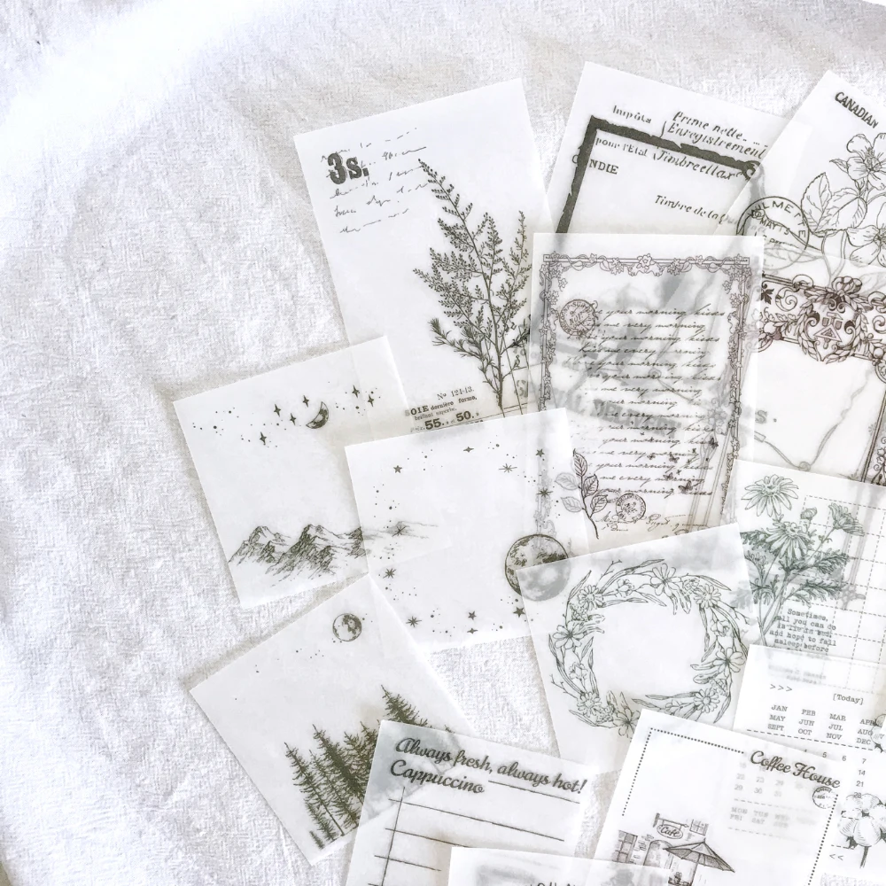 

30 PCS Retro Plants Cotton Forest Flower Translucent Memo Pad Paper Notes Write Pad Note Paper Plant Words Phrases Office Supply