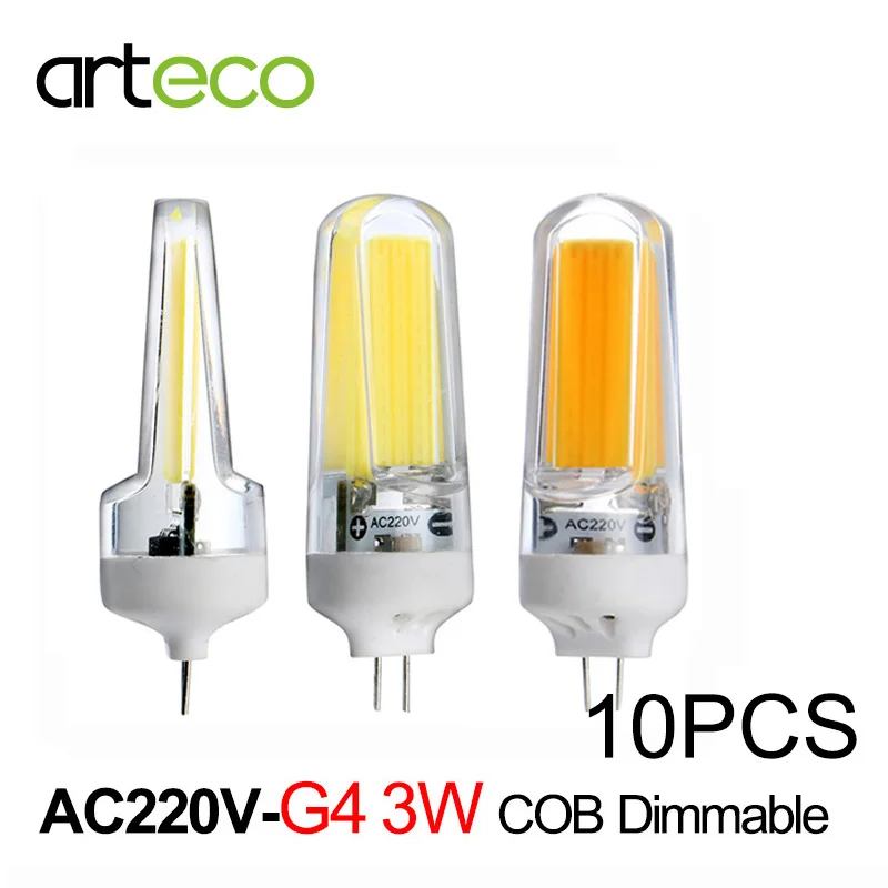 

10pcs AC220V Mini G4 LED Bulb 3W COB Dimmable LED Lamp 300LM LED Spotlight Replace Halogen Lamp Chandelier Crystal Light