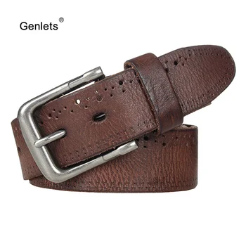 

men's leather belt genuine leather belt for men winter jean pin buckle strap brown color good quality cowhide cinto