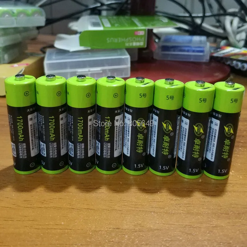 ZNTER AA 1 5 V 1700mah 2550mwh емкость USB перезаряжаемая литиевая usb батарея кабель