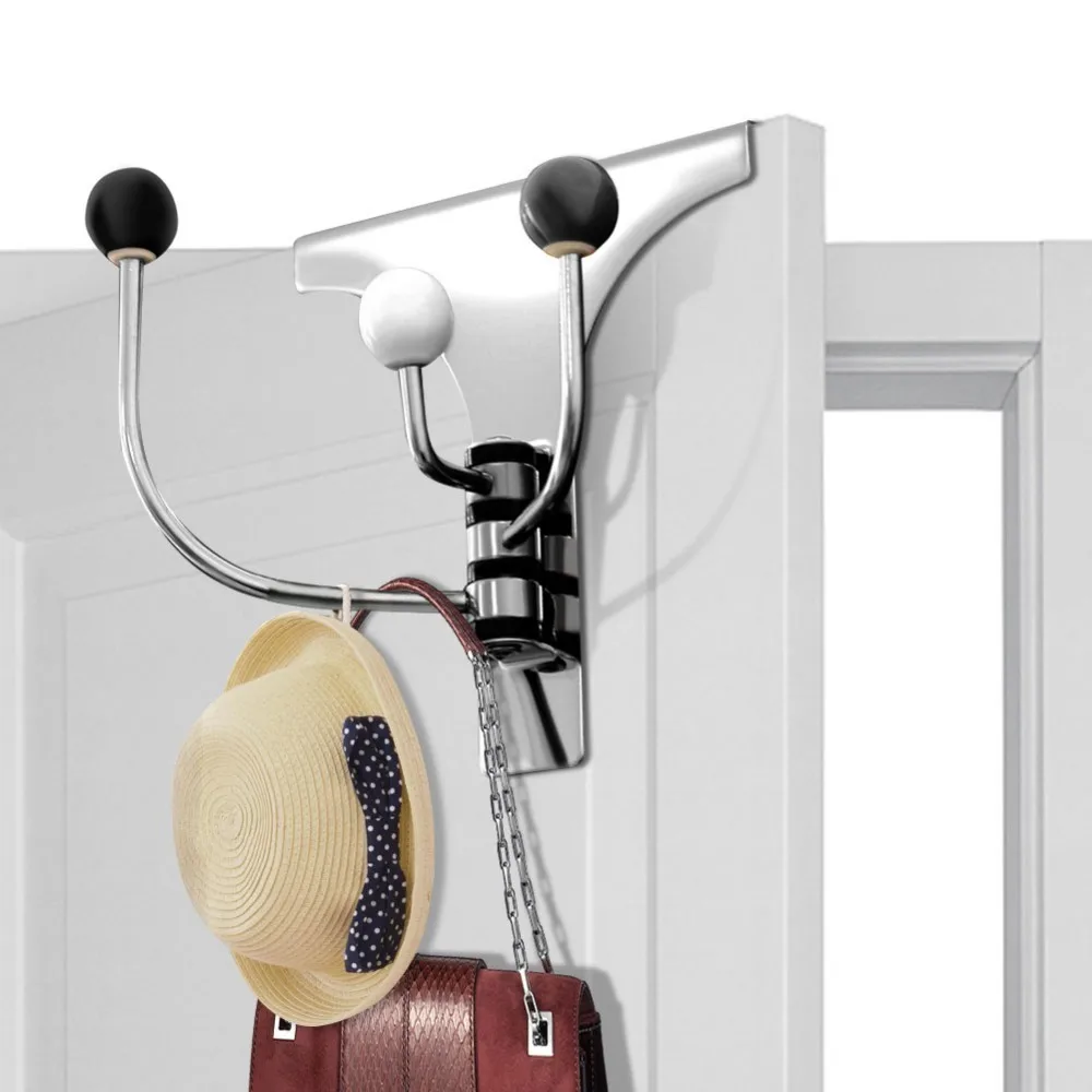 cheap Over The Door Hook Hanging Cupboard Door Over The Bathroom Bedroom Cabinet Back Style Stand Hats Clothes Bags Holder Rack