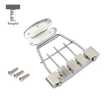 

Tooyful 4 String Semi Hollow Trapeze Tailpiece with Screws for Archtop Jazz Bass Guitar Parts Chrome