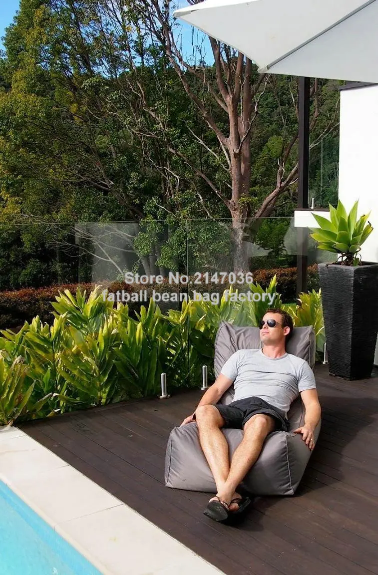 Light grey bean bag garden chair, outdoor patio hammock seat, living room beanbag sofa seats