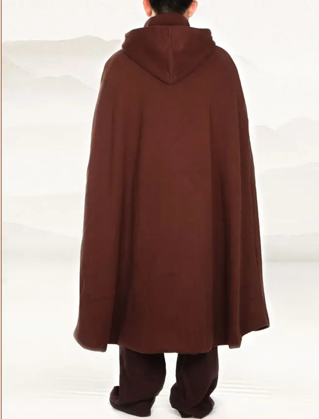 Теплый плащ для медитации бархатный буддистский религиозный буддизм мантия накидки монахи Халаты пальто зимняя одежда для боевых искусств коричневый