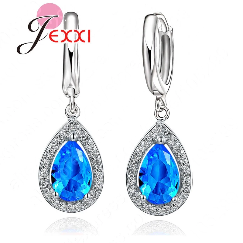 

Top Quality Earrings Women Romantic Real 925 Sterling Silver Pure Crystal Cubic Zircon CZ Wedding Jewelry Earrings