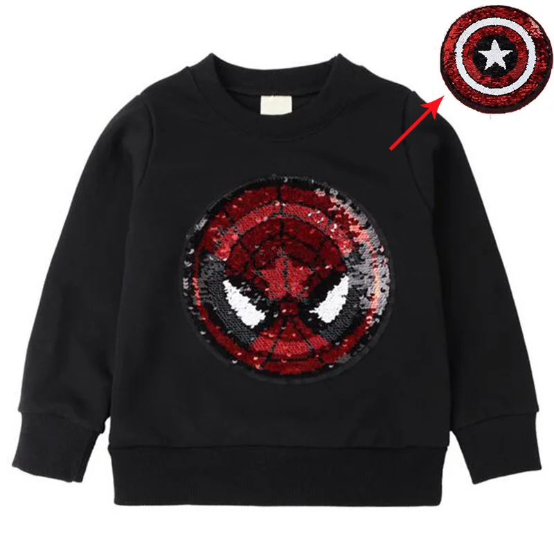 colorful superman hoodies magic discoloration sequin spiderman cartoon paillettes soccer sweatshirt for boys and girls colorful superman hoodies magic discoloration sequin spiderman cartoon paillettes soccer sweatshirt for boys and girls
