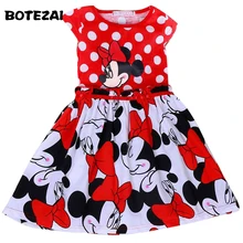 Новинка года; летнее платье с героями мультфильмов для девочек; детская одежда; платье без рукавов в горошек с принтом Минни для девочек; модные платья для маленьких девочек