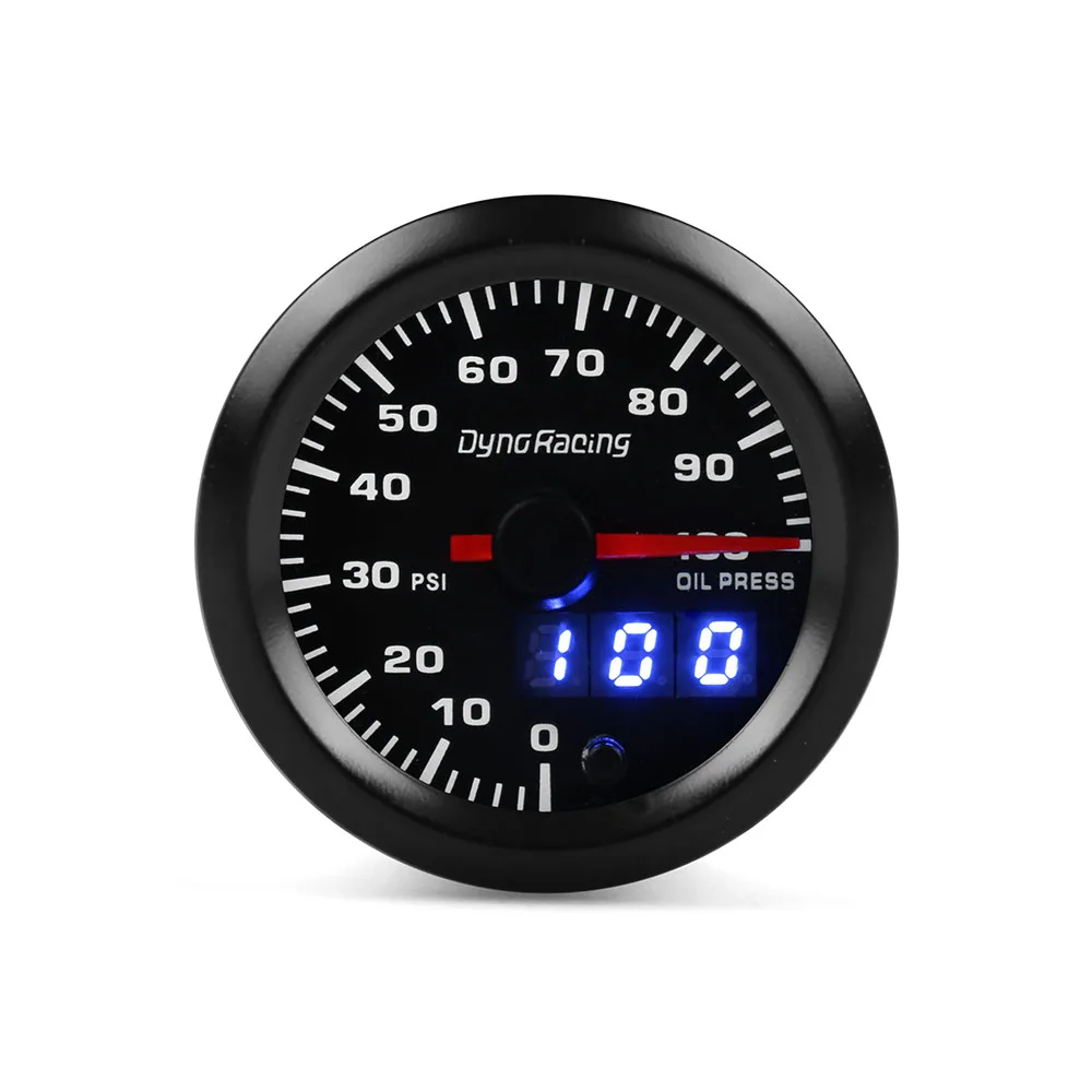 Двойной дисплей Dynoracing 52 мм 7 цветов датчик давления масла 0 100psi с шаговым