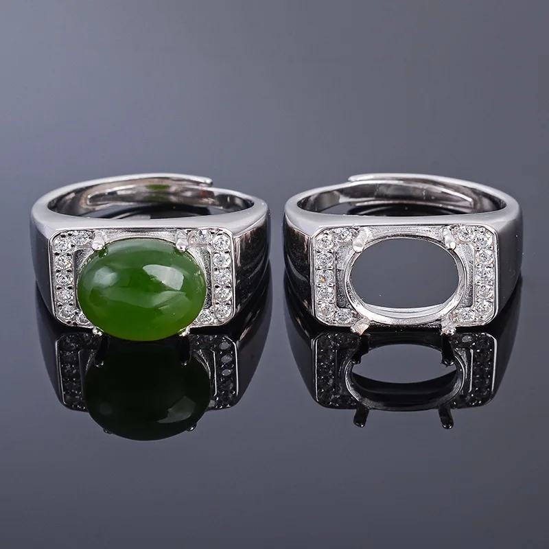 

MeiBaPJ Real Natural Jasper Gemstone Men Ring or Empty Ring Support Real 925 Sterling Silver Fine Wedding Jewelry