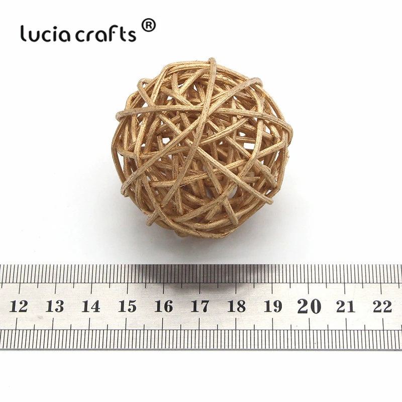 Lucia crafts 6 шт. 3 см/5 см Золотой винтажный Плетеный шар из тростника Рождественский