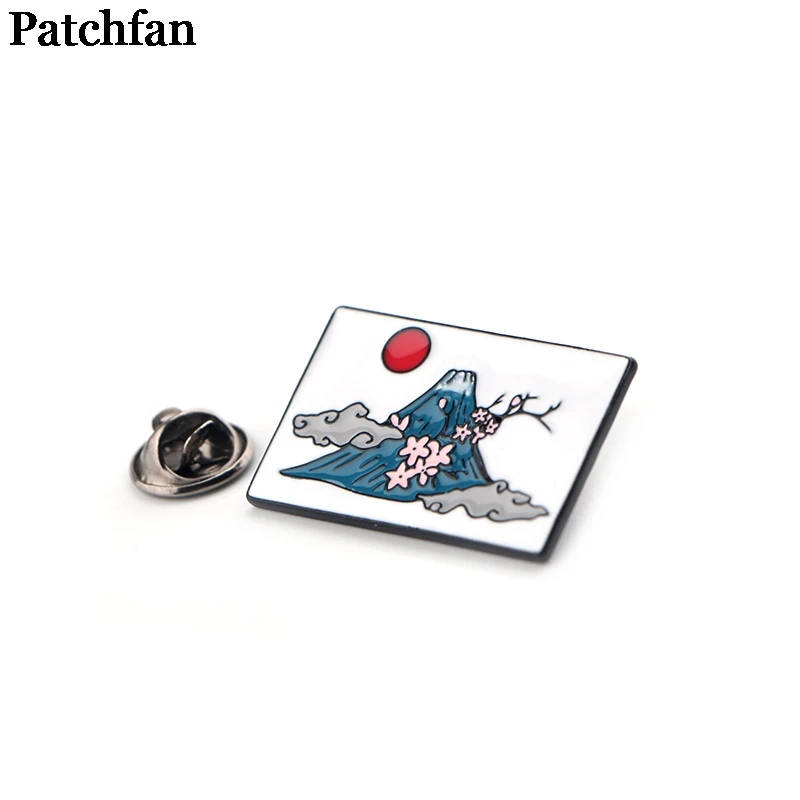 Patchfan Mount Fuji винтажные цинковые булавки para рюкзак pride clothes медаль для сумки hat insignia значки броши для мужчин и женщин A2248