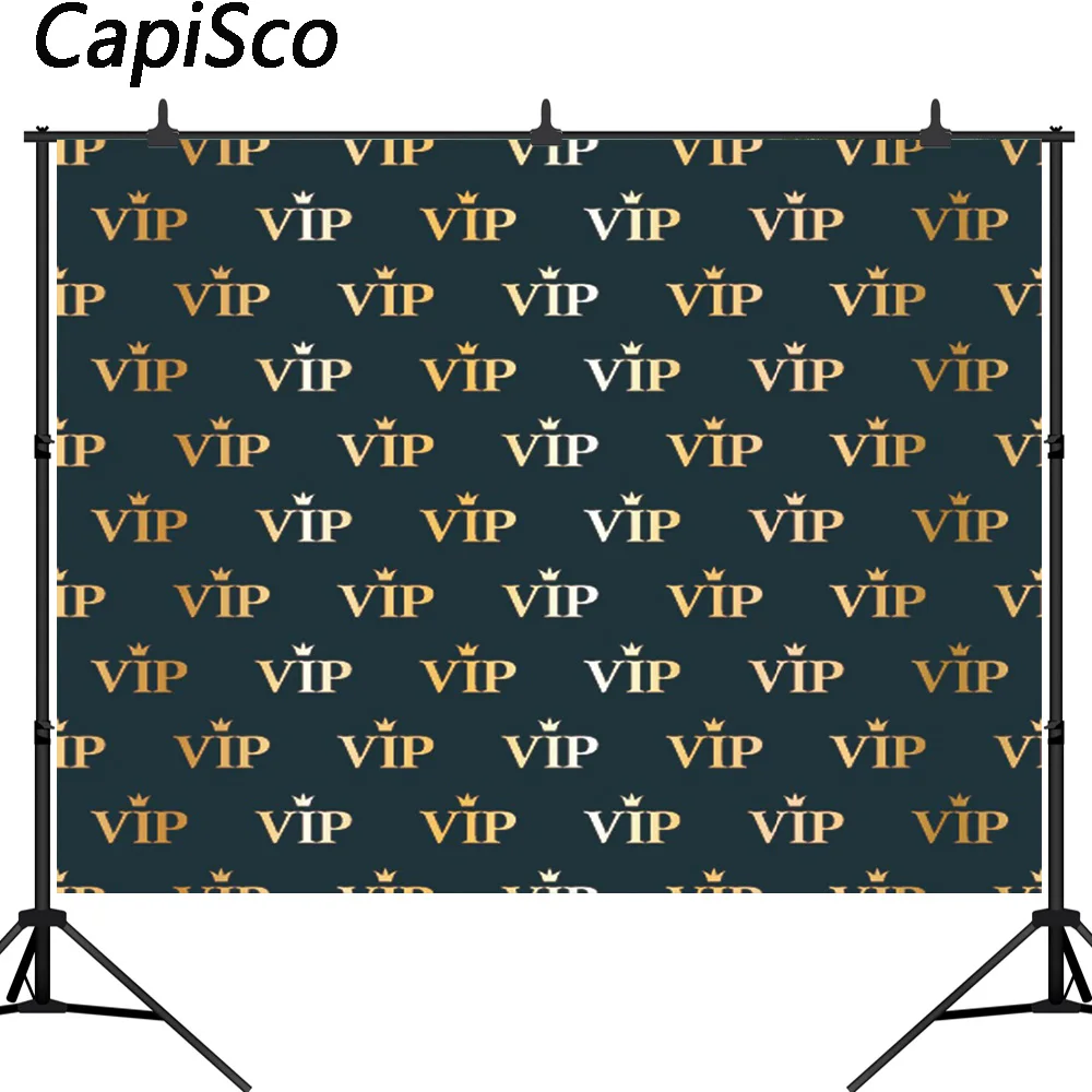 

Capisco Photography Backdrops Crown Black Hollywood Vip Photo Backdrop Birthday Party Customized Background for Photo Studio