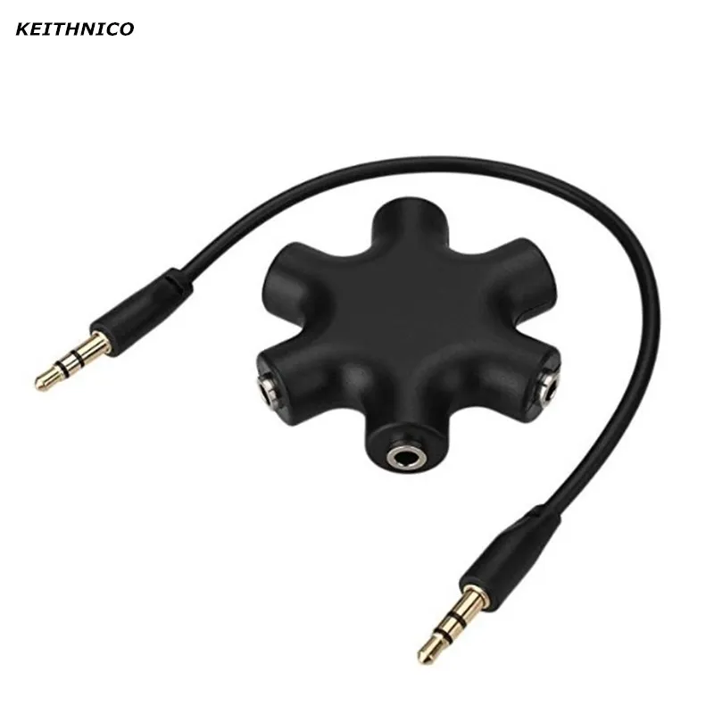 KEITHNICO 3 5 мм Джек 6 Way Multi Port Hub Aux Разветвитель для наушников полезный аудио кабель