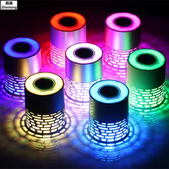 

Led Colorful Speaker Light Bluetooth Hollow Creative Led Radio Q5 Bedroom Bedside Lamp Plug-in Card Voice Box Light Britbday