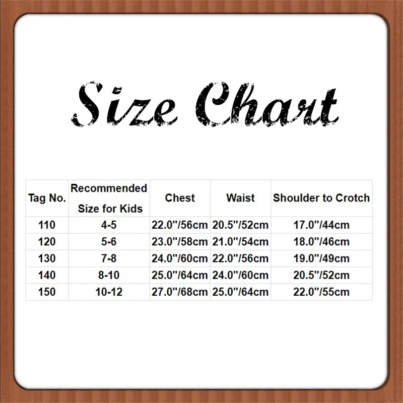 White Swan Size Chart