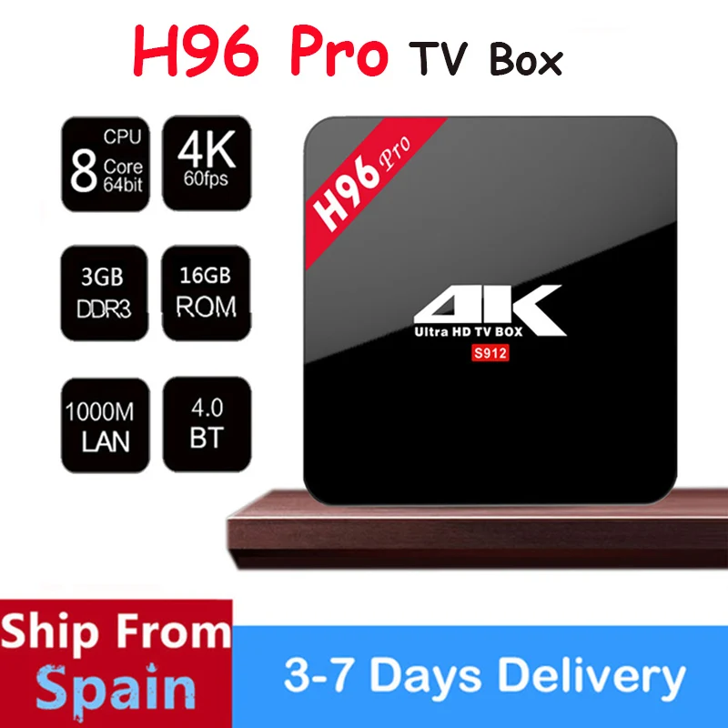 

SATXTREM H96 Pro Amlogic S912 Octa-Core Android 7.1 Smart TV Box WiFi H.265 4K Media player Support 1 Year Europe Spain IPTV