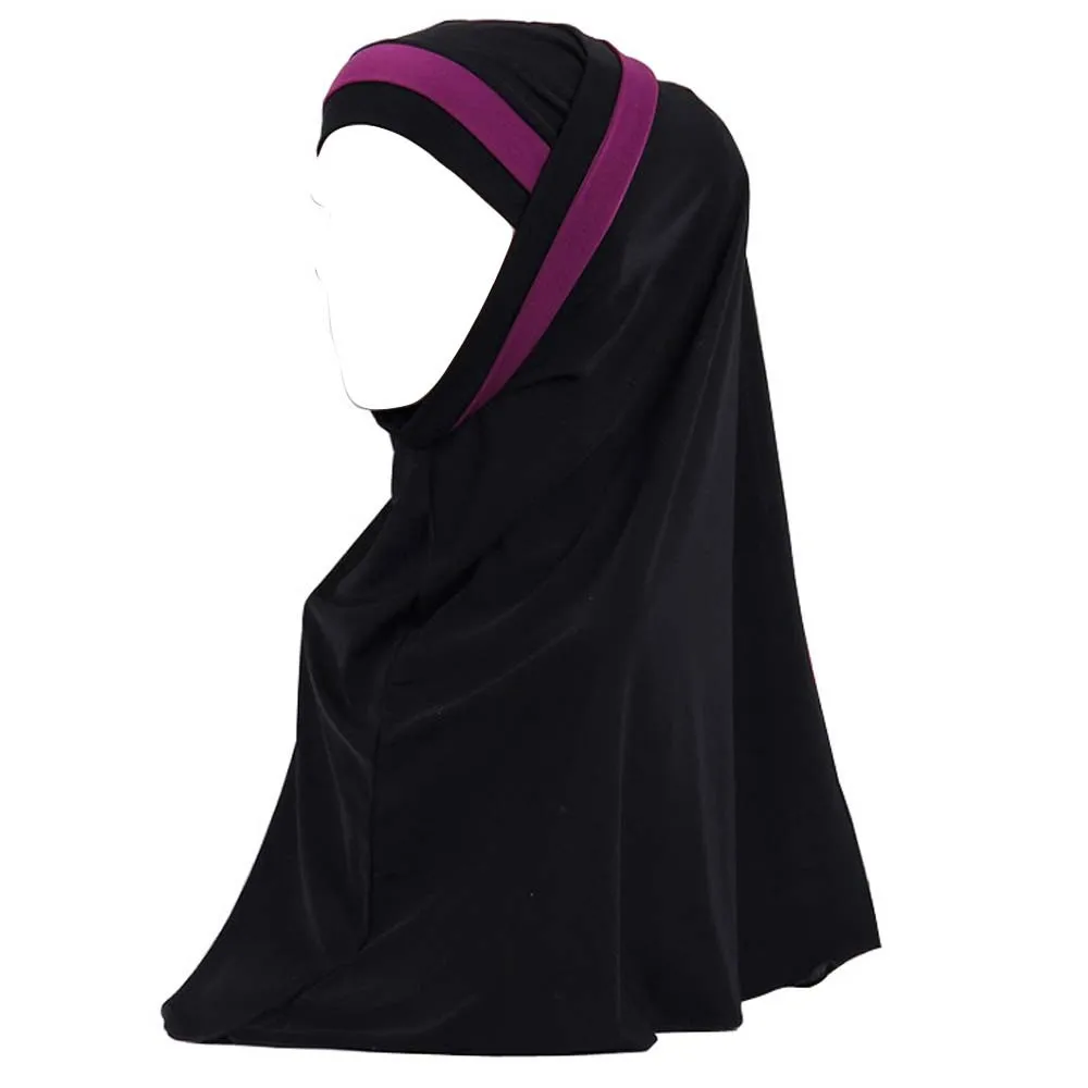 Шапочки под хиджаб мусульманский тюрбан шапочки под хиджаб мусулман для женщин мусульманский длинный хиджаб Повседневная внутренняя Кепка тюрбанты cabeza для женщин - Цвет: Фиолетовый