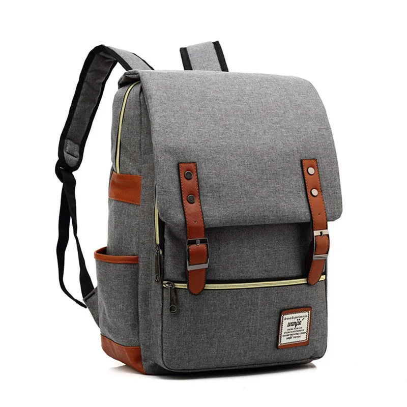 LUODUN USB дизайнерский рюкзак для ноутбука, винтажная Классическая школьная сумка, высокое качество, Мужская и Женская дорожная сумка на плечо, рюкзак для подростков, мальчиков и девочек - Цвет: Серый