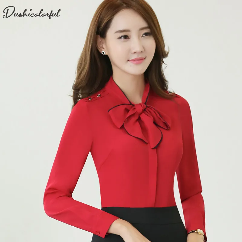 

Spring New women tops and blouses blusas mujer de moda formal professional work wear plus size modis bluewhite blouse