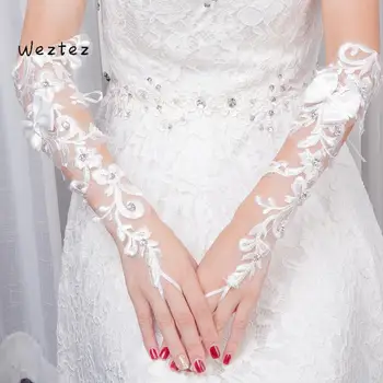 

Bride Wedding Gloves Wedding Dress Bow Long Gloves Lace Hook Finger Photography Gloves ST037