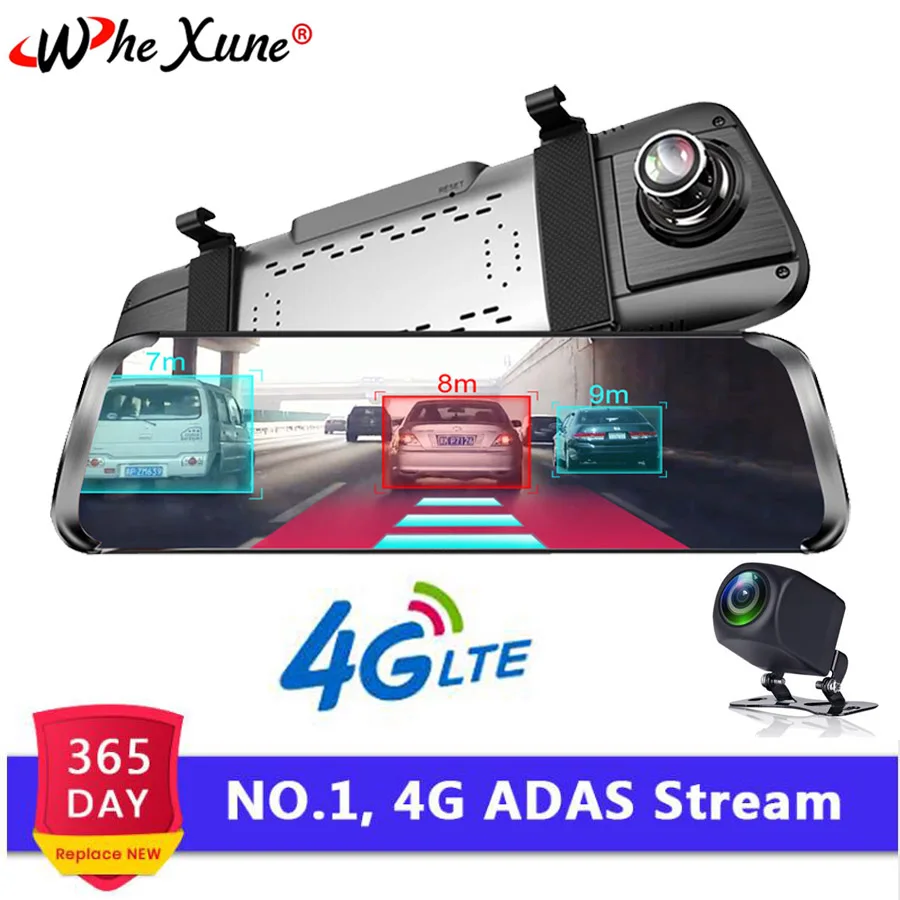 

WHEXUNE 10 Inch 4G Android Rearview Mirror DVR 1080P Dash Camera GPS Navigation ADAS Night vision Dual Lens Car video recorder